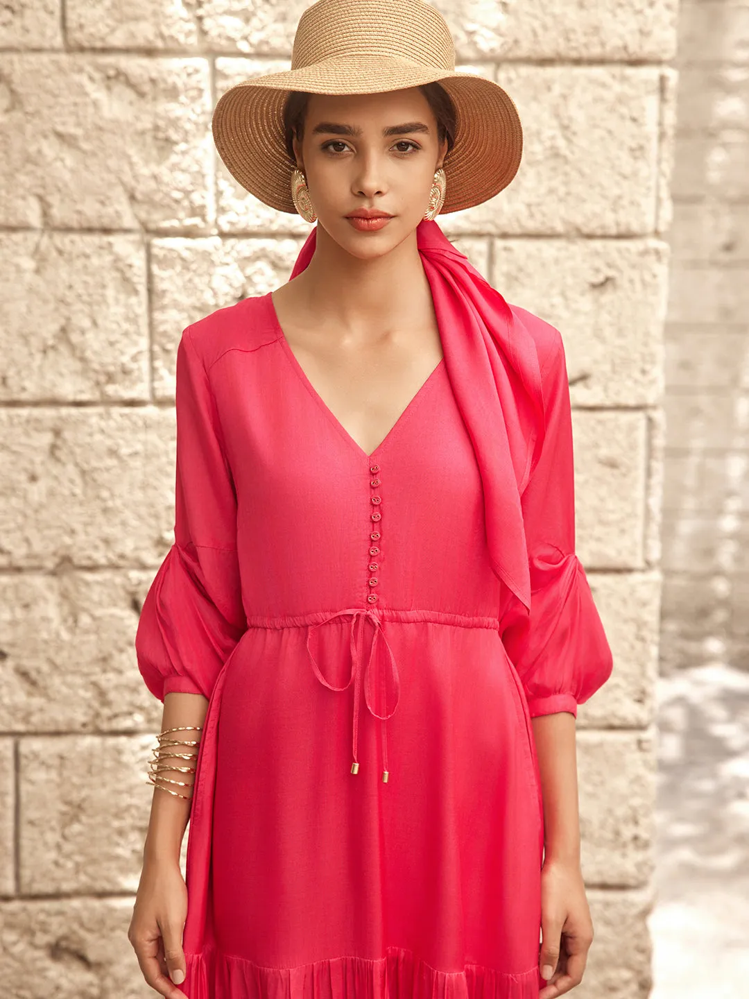 Fuchsia Pink Eze Multi Layered Dress