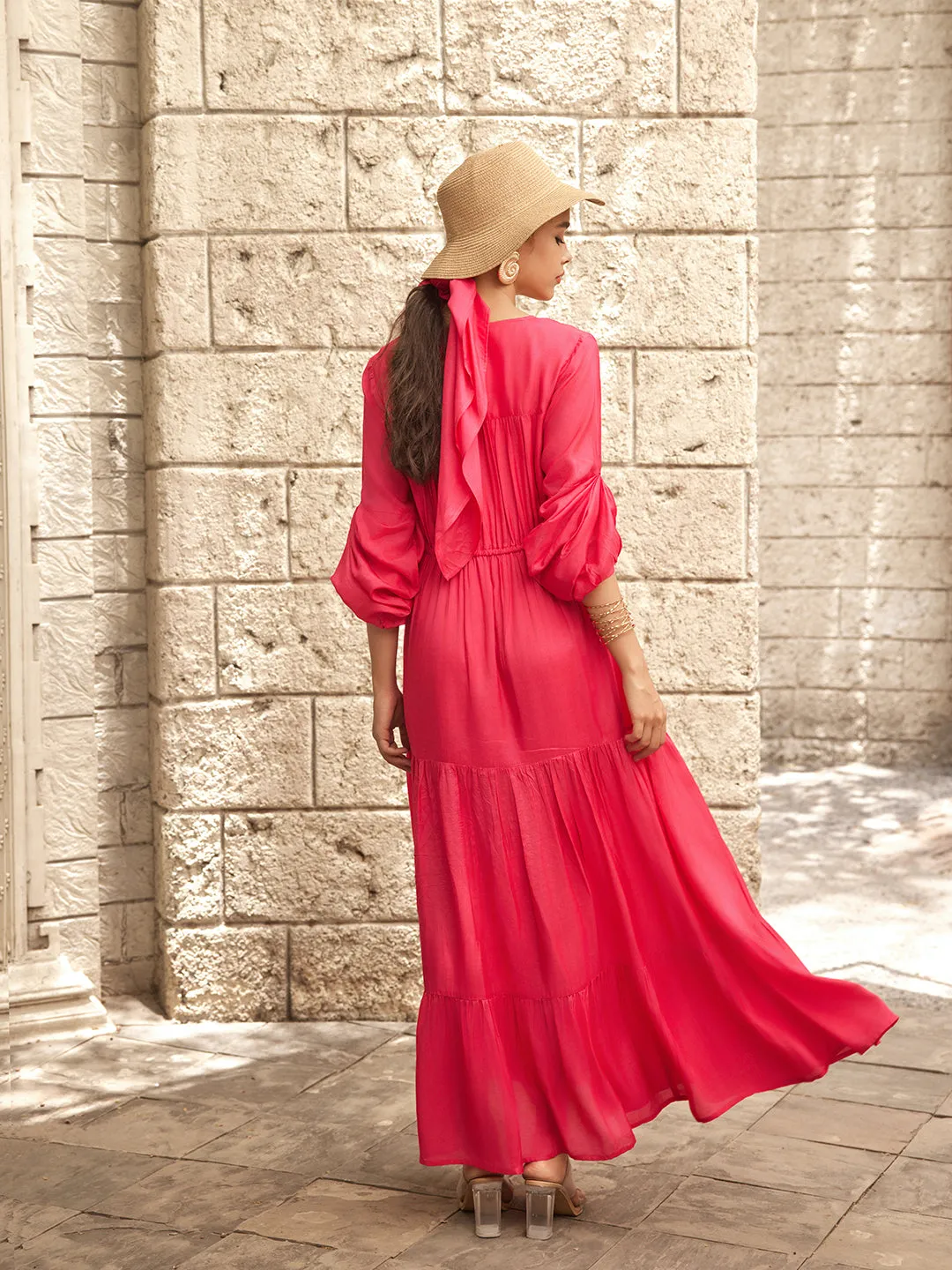Fuchsia Pink Eze Multi Layered Dress
