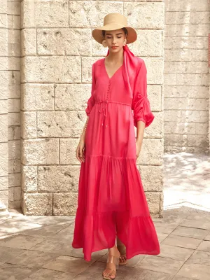 Fuchsia Pink Eze Multi Layered Dress
