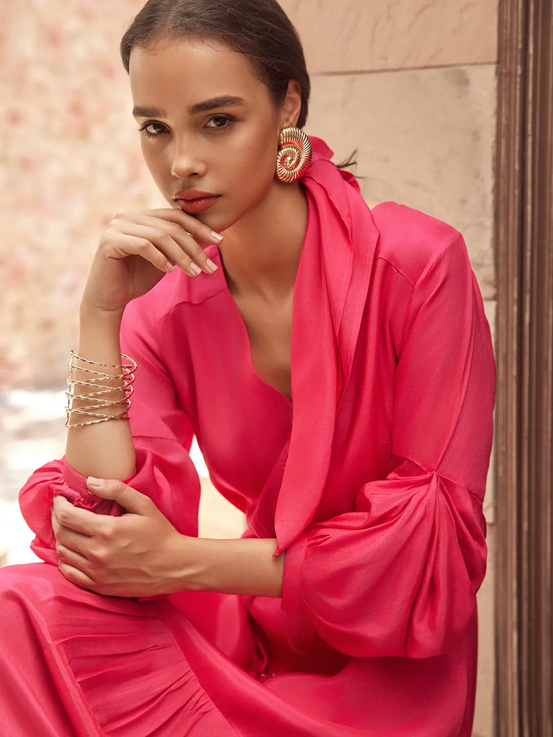 Fuchsia Pink Eze Multi Layered Dress