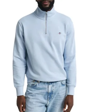 GANT Mens Regular Shield Half Zip Sweatshirt Fresh Blue
