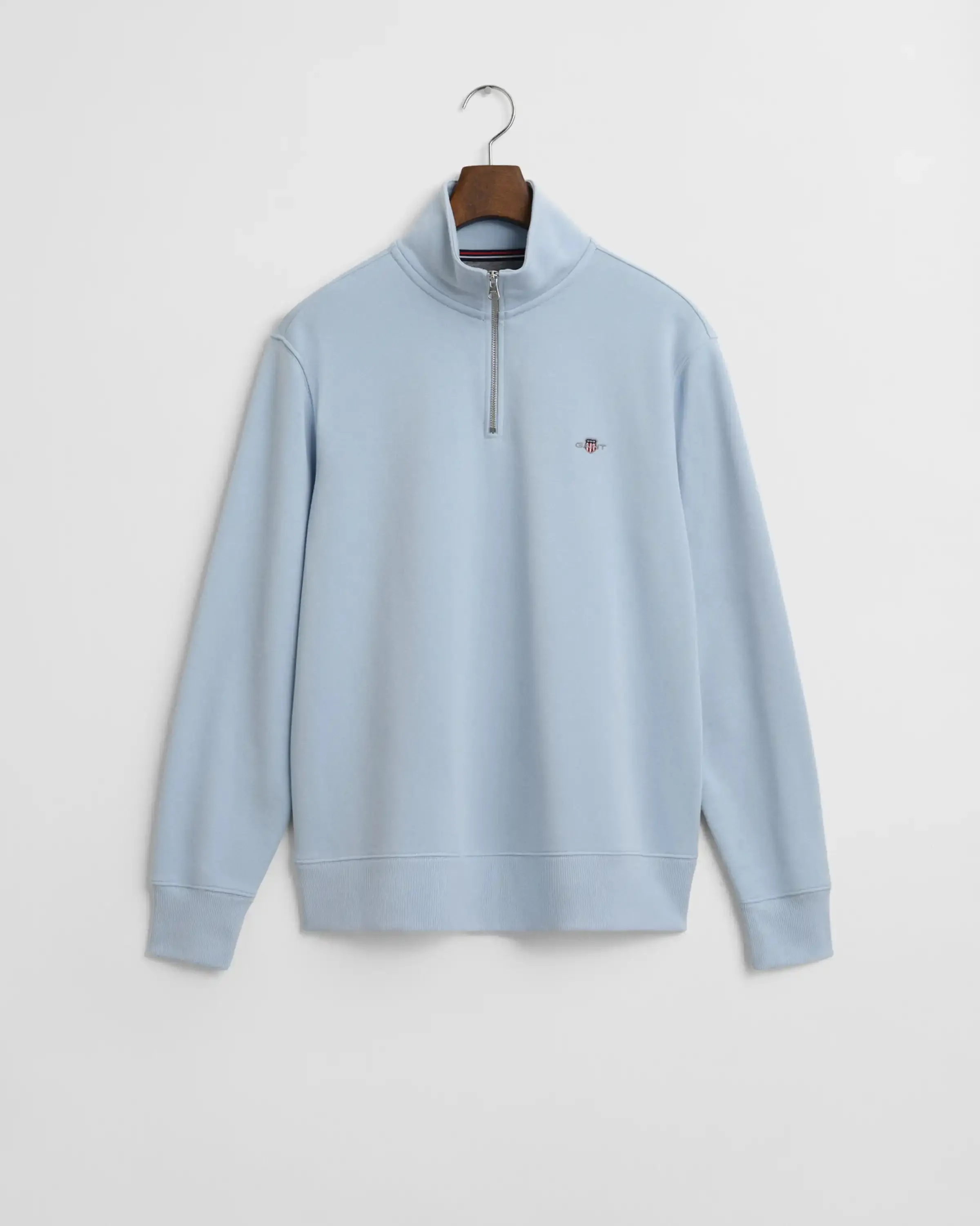 GANT Mens Regular Shield Half Zip Sweatshirt Fresh Blue