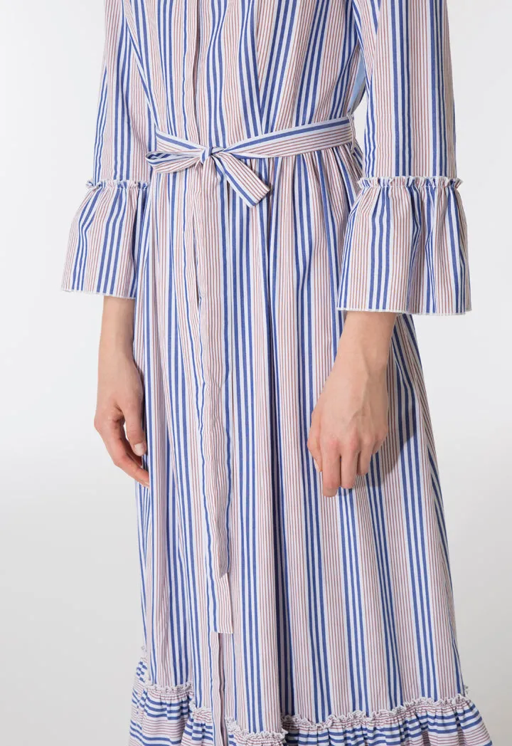 Gathered Hem Striped Dress