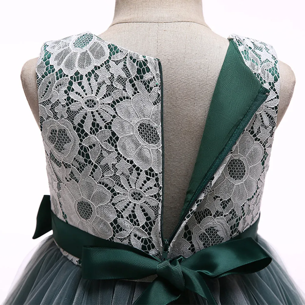 Girls Flower Girls Princess Wedding Dress Bow Tie Christmas Party Dresses