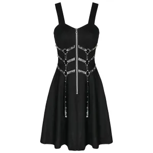 Gothic Women's Dress Eyelet Web Zipper
