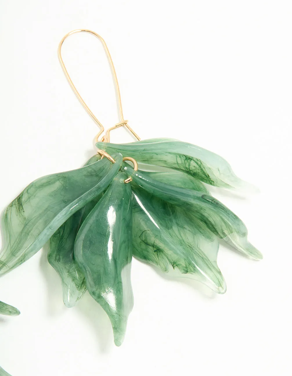 Green Acrylic Petal Cluster French Hook Earrings