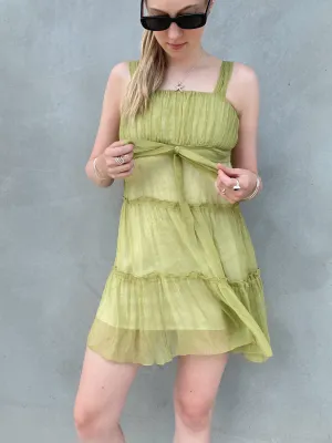 GREEN LAYERED DRESS SMALL