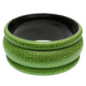 Green Matte Crackle Bangle Bracelet