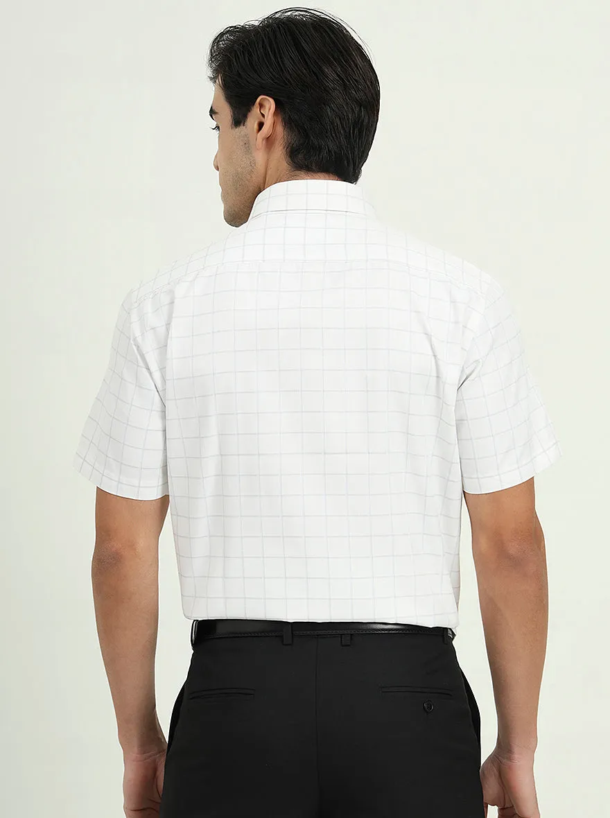 Grey & White Checked Regular Fit Formal Shirt | Greenfire