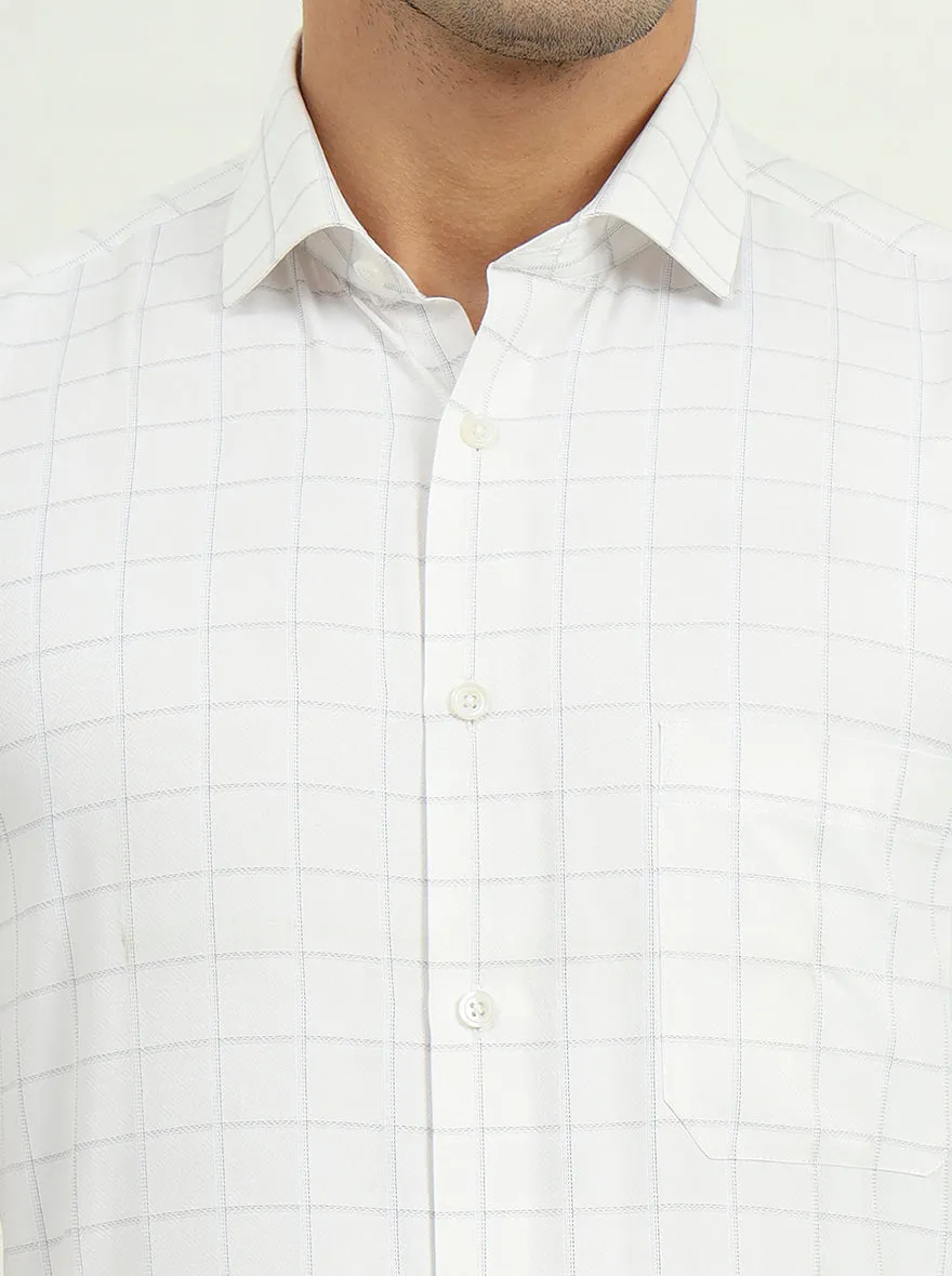 Grey & White Checked Regular Fit Formal Shirt | Greenfire