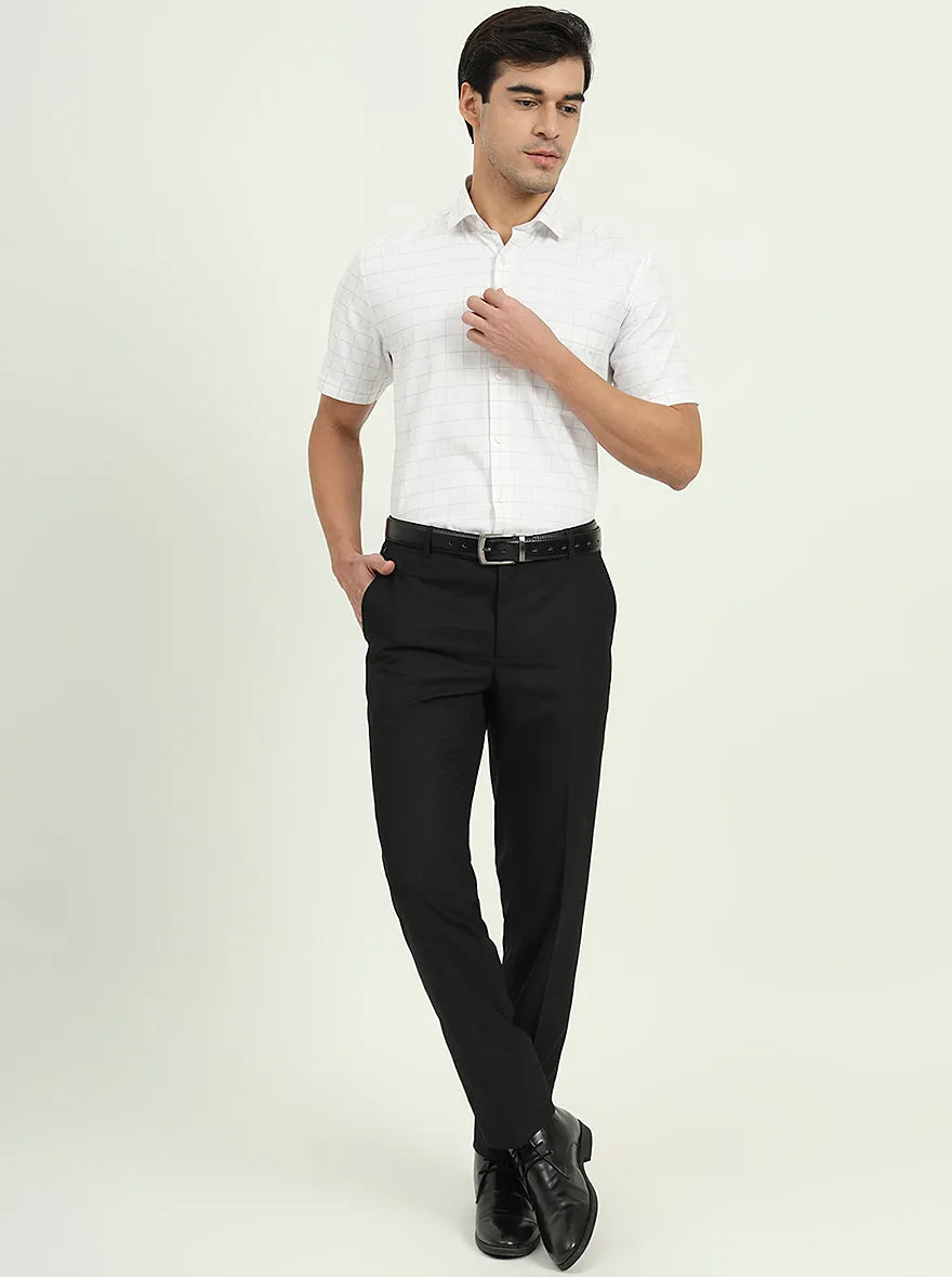 Grey & White Checked Regular Fit Formal Shirt | Greenfire