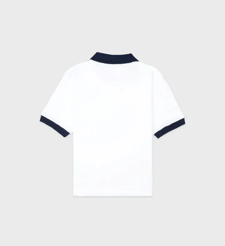 Hotel du Cap Cursive Terry Polo - White/Navy