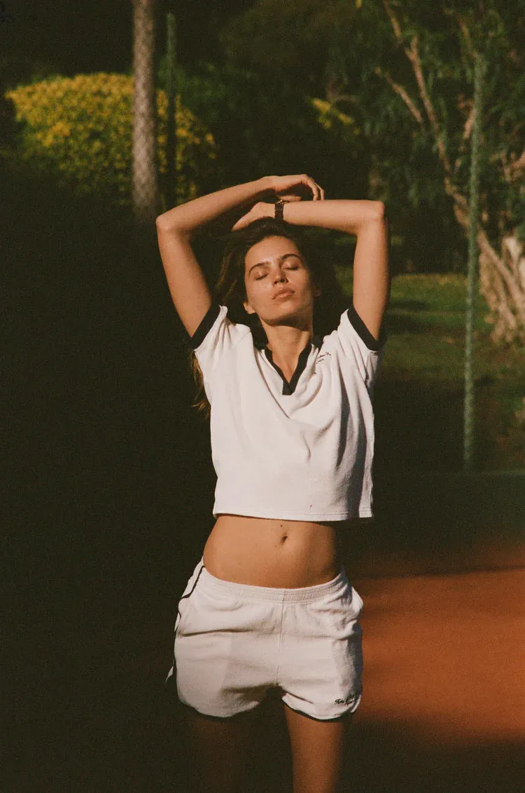 Hotel du Cap Cursive Terry Polo - White/Navy