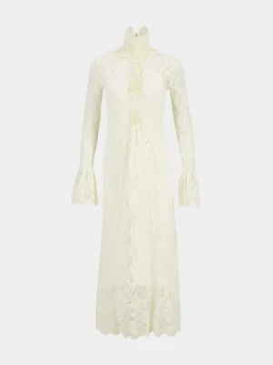 Ivory Layered Lace Maxi Dress