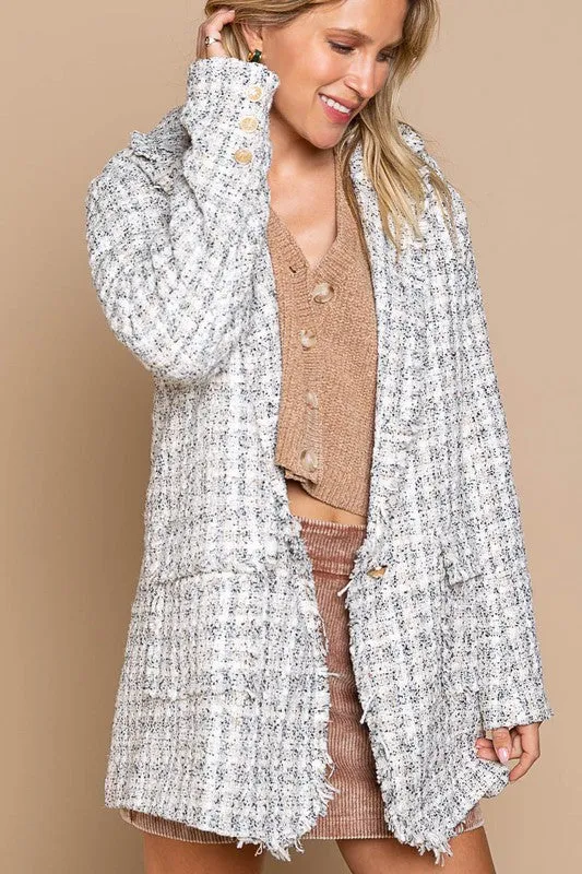 Ivory Oversized Tweed Blazer - Final Sale