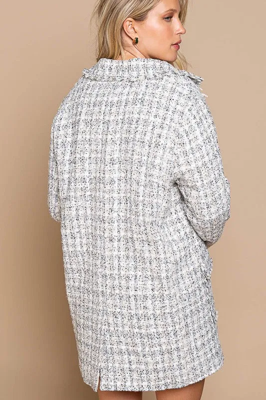 Ivory Oversized Tweed Blazer - Final Sale