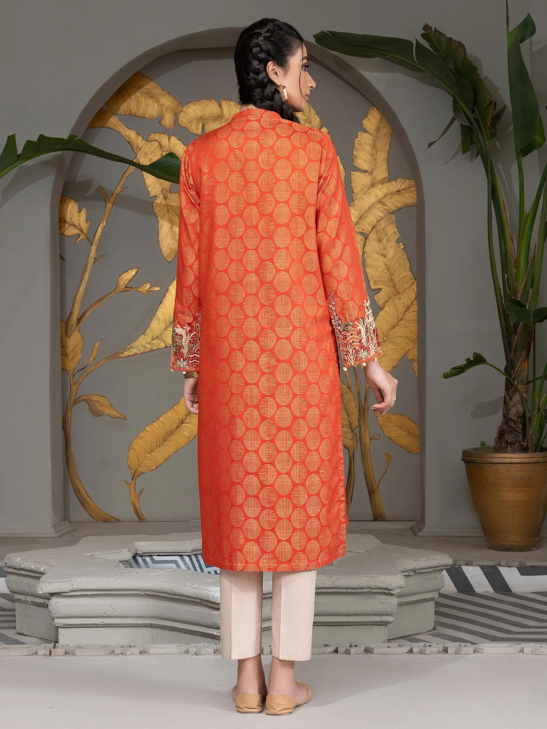 Jacquard Shirt-Embroidered (Unstitched) | Lime Light Women Eid Collection 2023