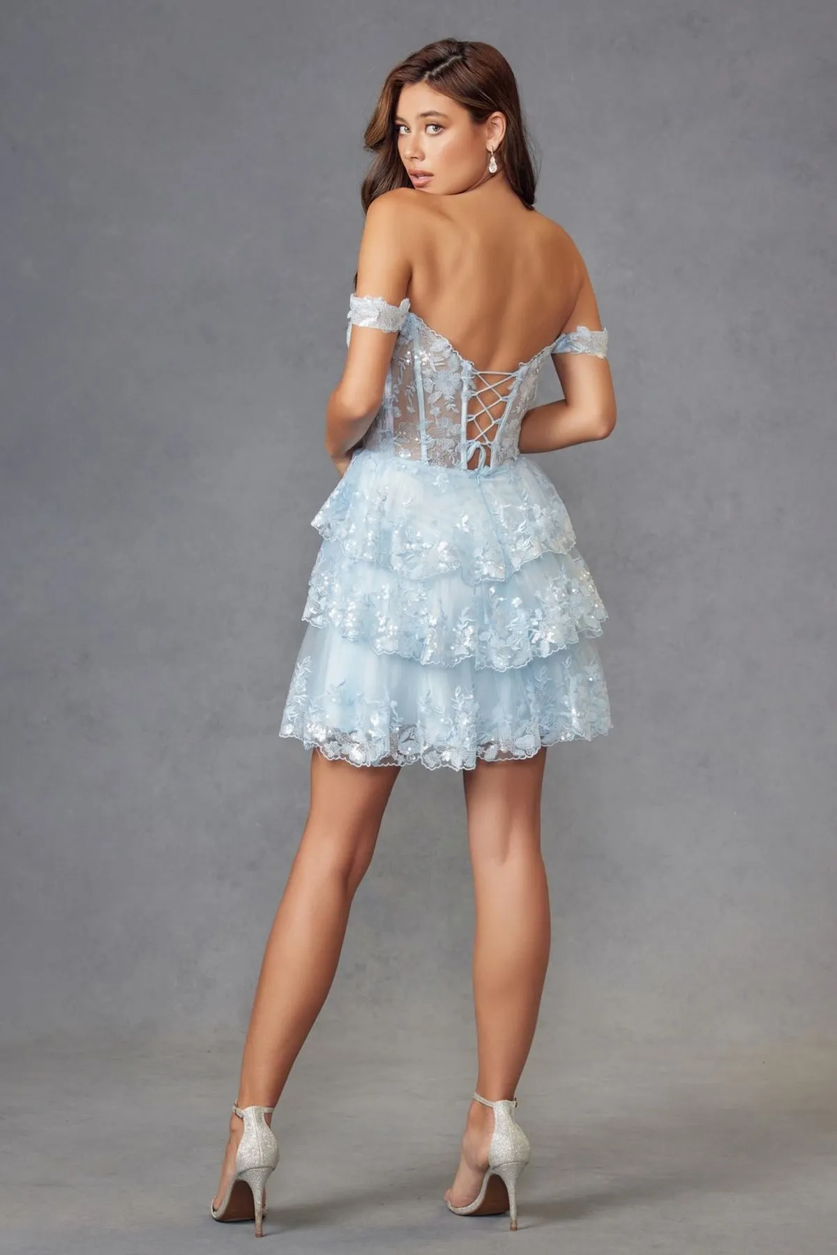 Juliet JT920K Dress Short Tulle Sequin A-Line Cocktail Dress