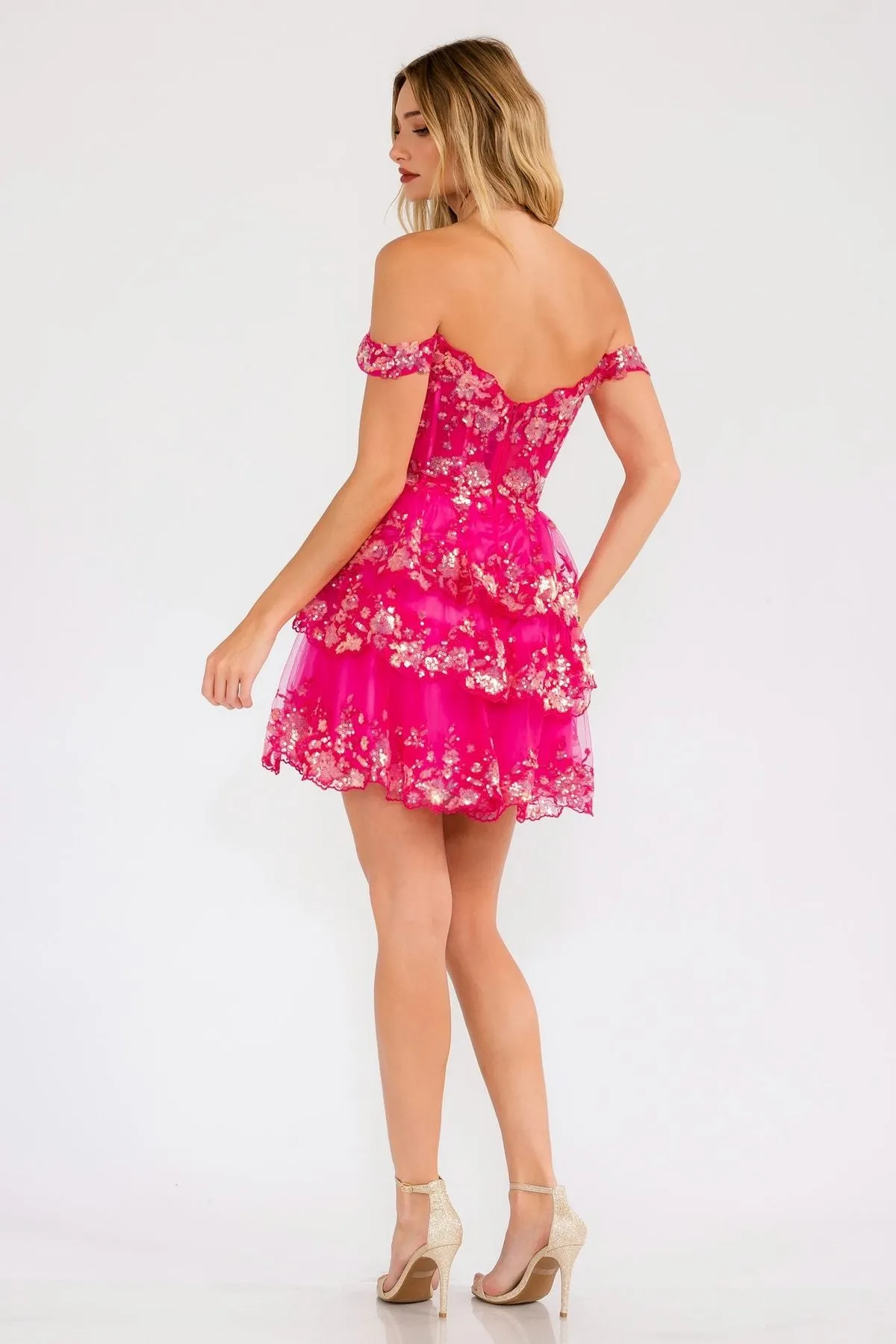 Juliet JT920K Dress Short Tulle Sequin A-Line Cocktail Dress