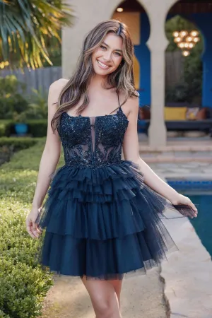 Juliet JT935K Dress Corset Top Tulle Ruffle Cocktail Skirt