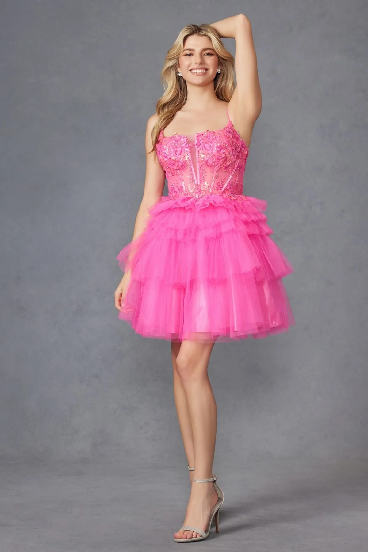 Juliet JT935K Dress Corset Top Tulle Ruffle Cocktail Skirt