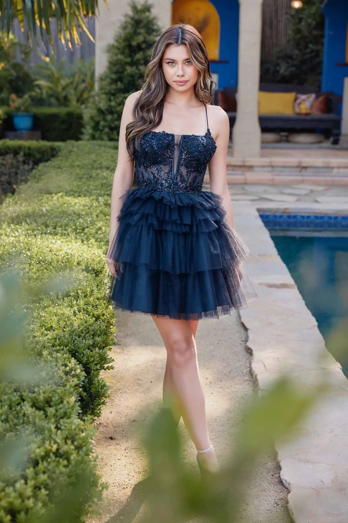 Juliet JT935K Dress Corset Top Tulle Ruffle Cocktail Skirt