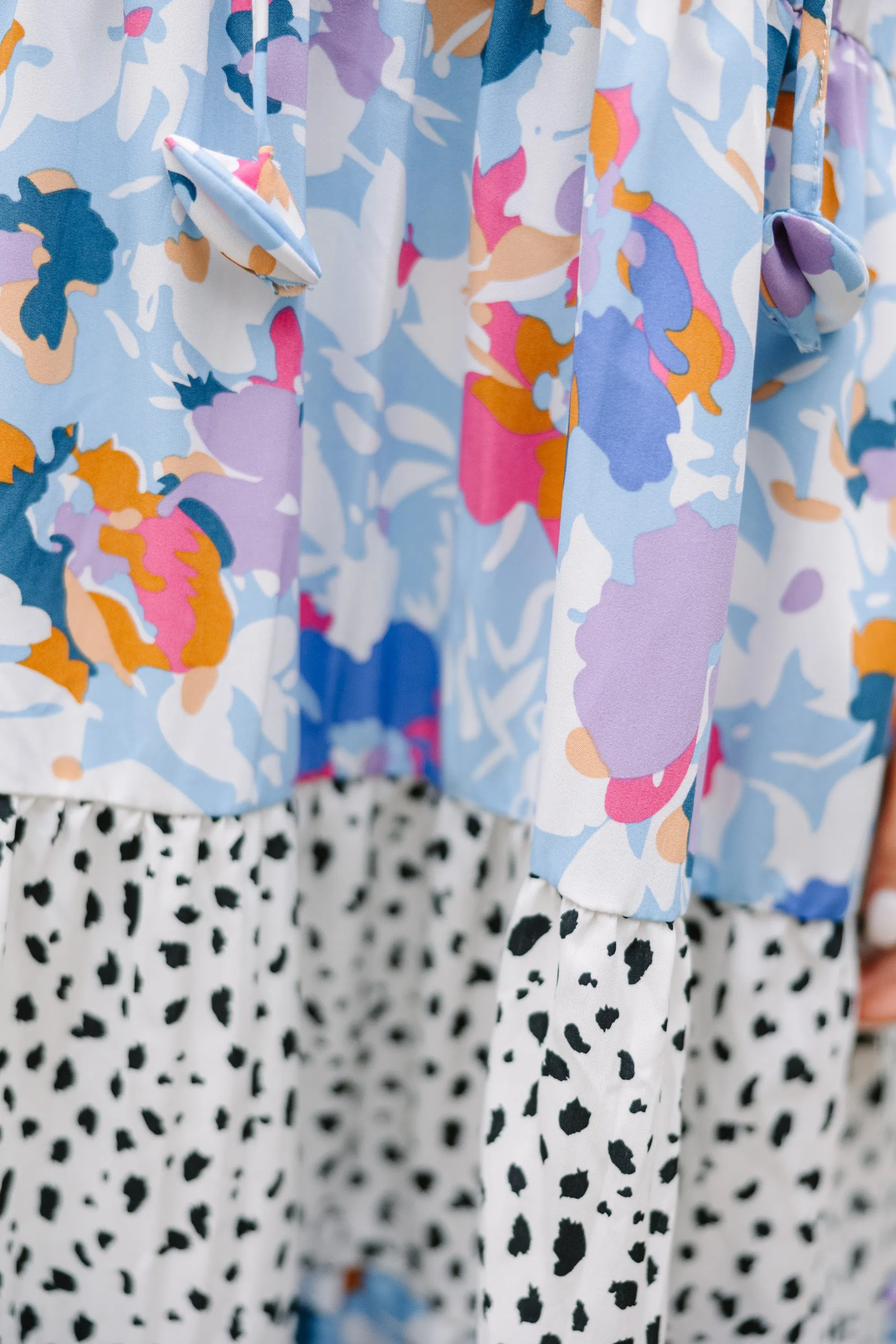 Just Right Light Blue Floral Midi Dress