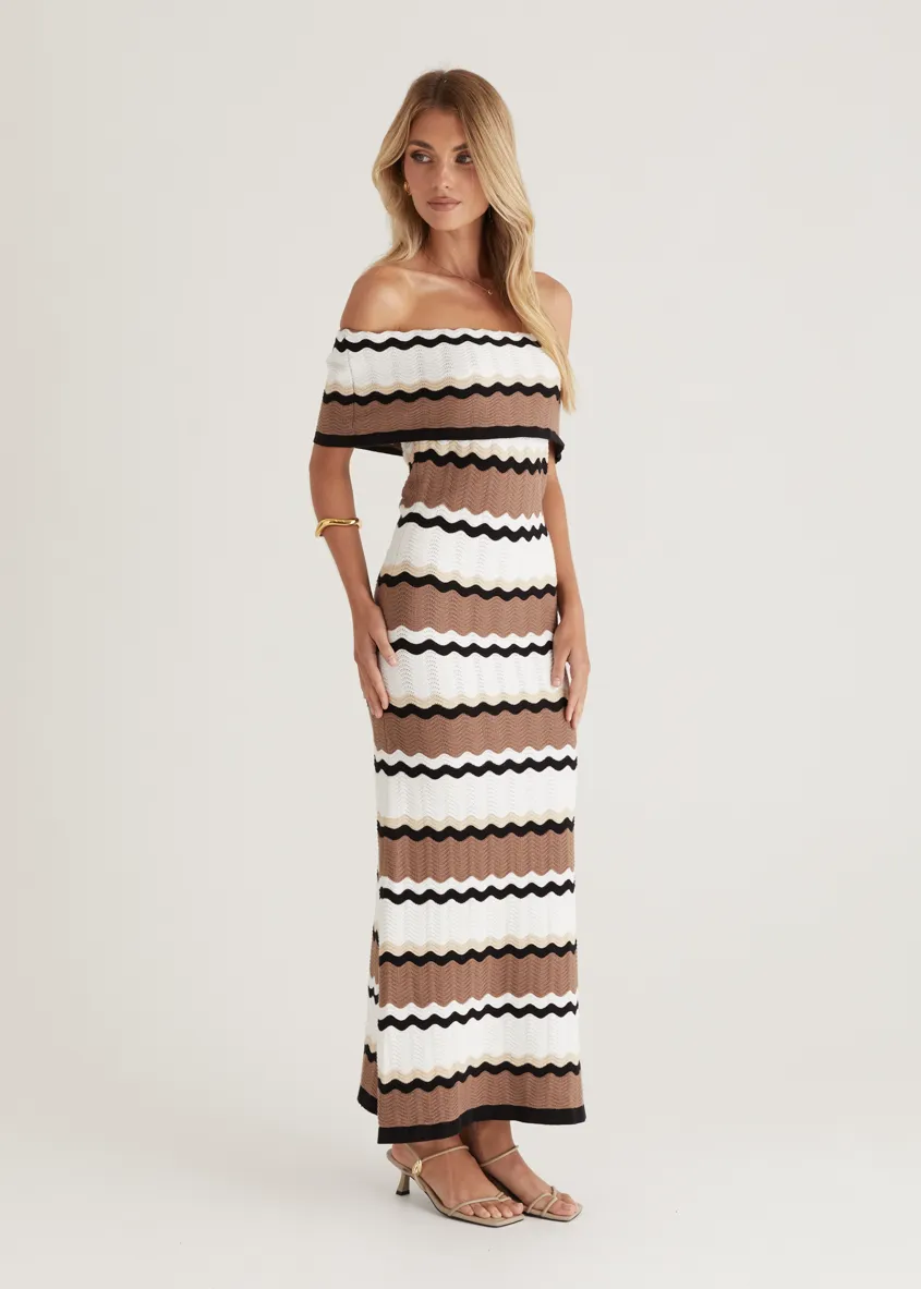 Kombi Off Shoulder Knit Maxi Dress - Mocha