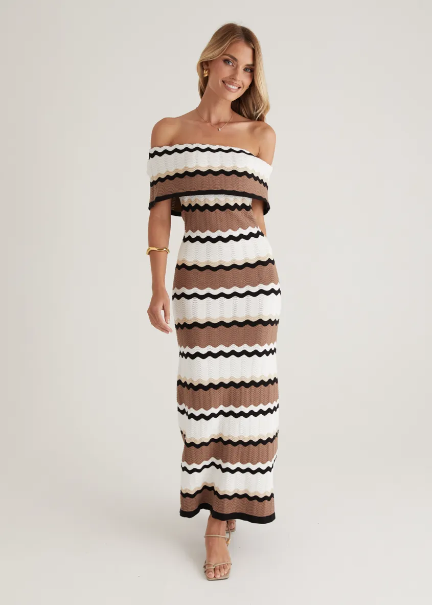 Kombi Off Shoulder Knit Maxi Dress - Mocha