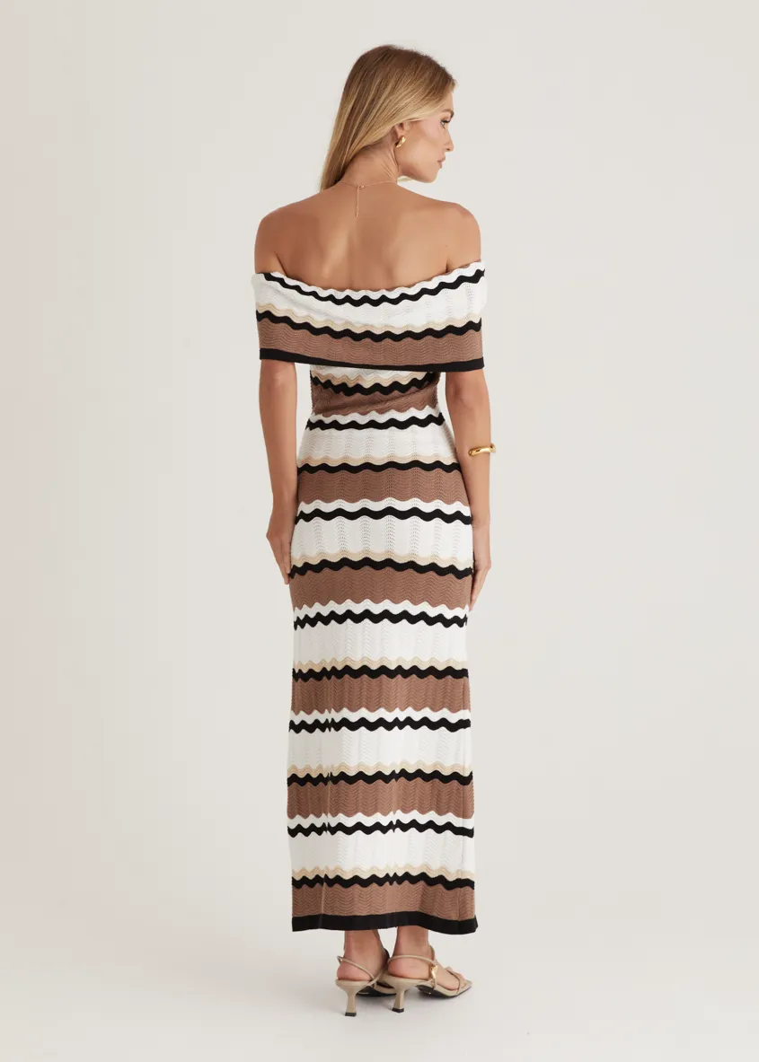 Kombi Off Shoulder Knit Maxi Dress - Mocha