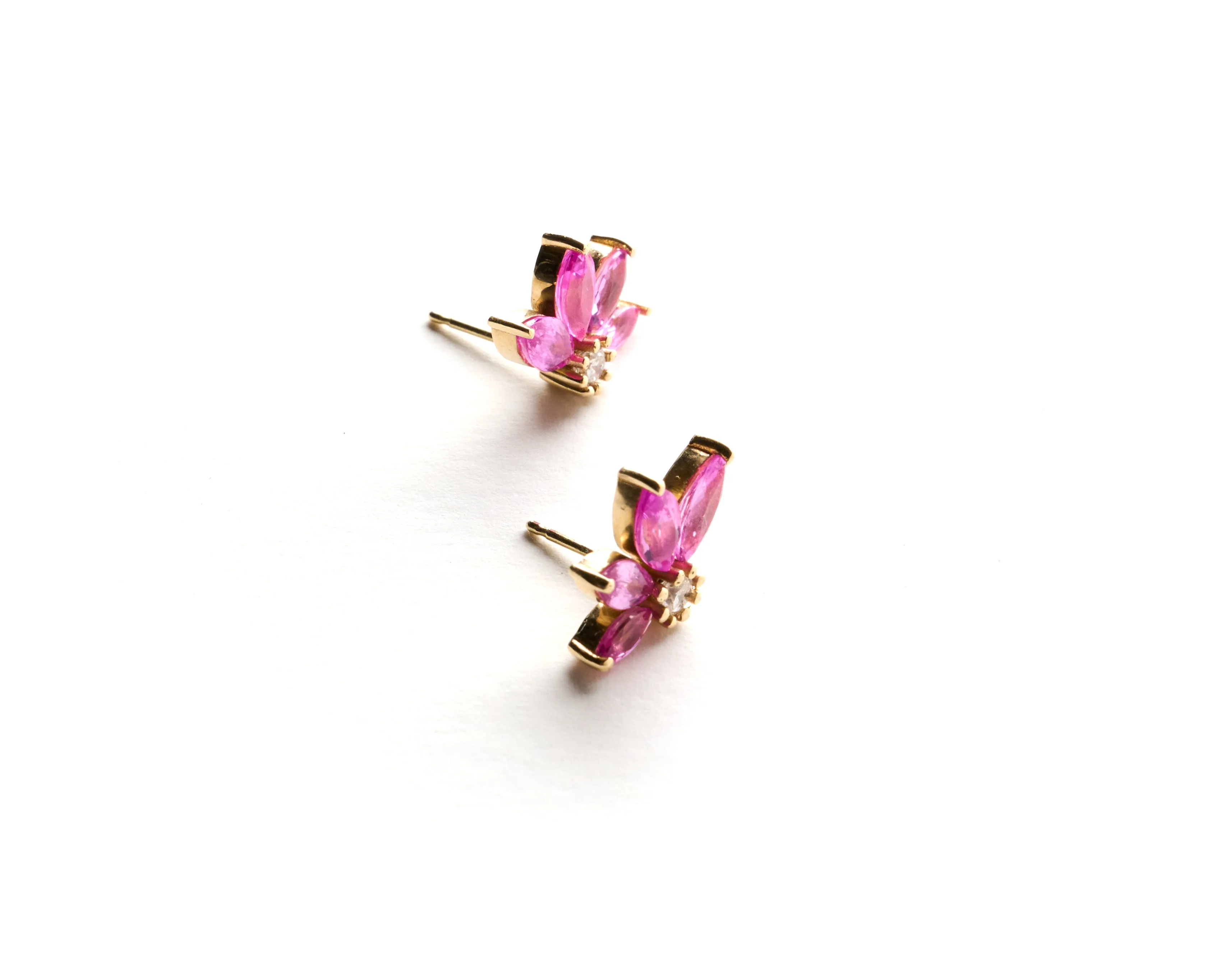 Large Pink Half Daisy Earrings