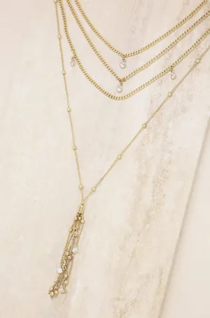 Layered Chain Drop Tassel Necklace