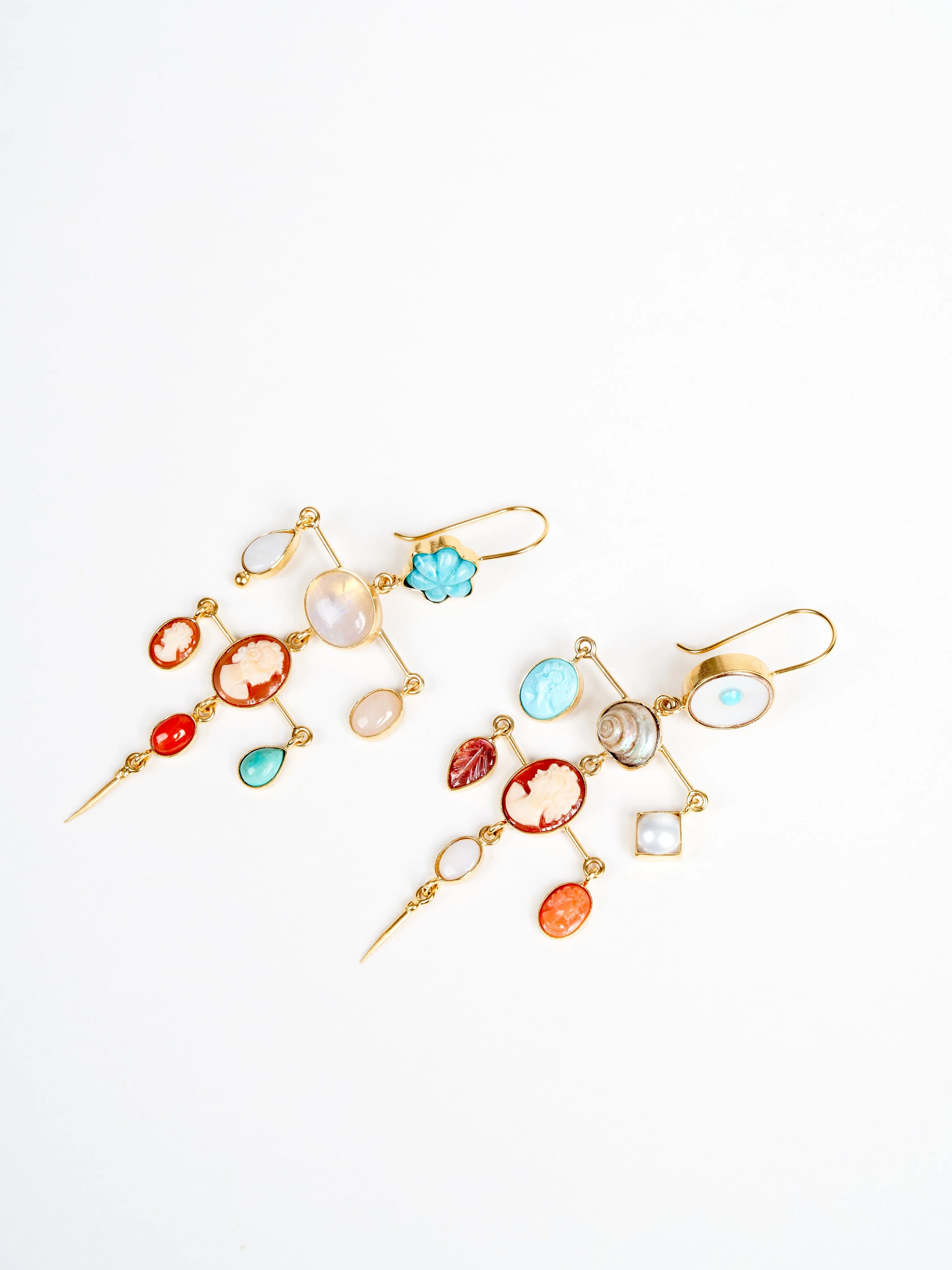 layered victorian drop earring - multi