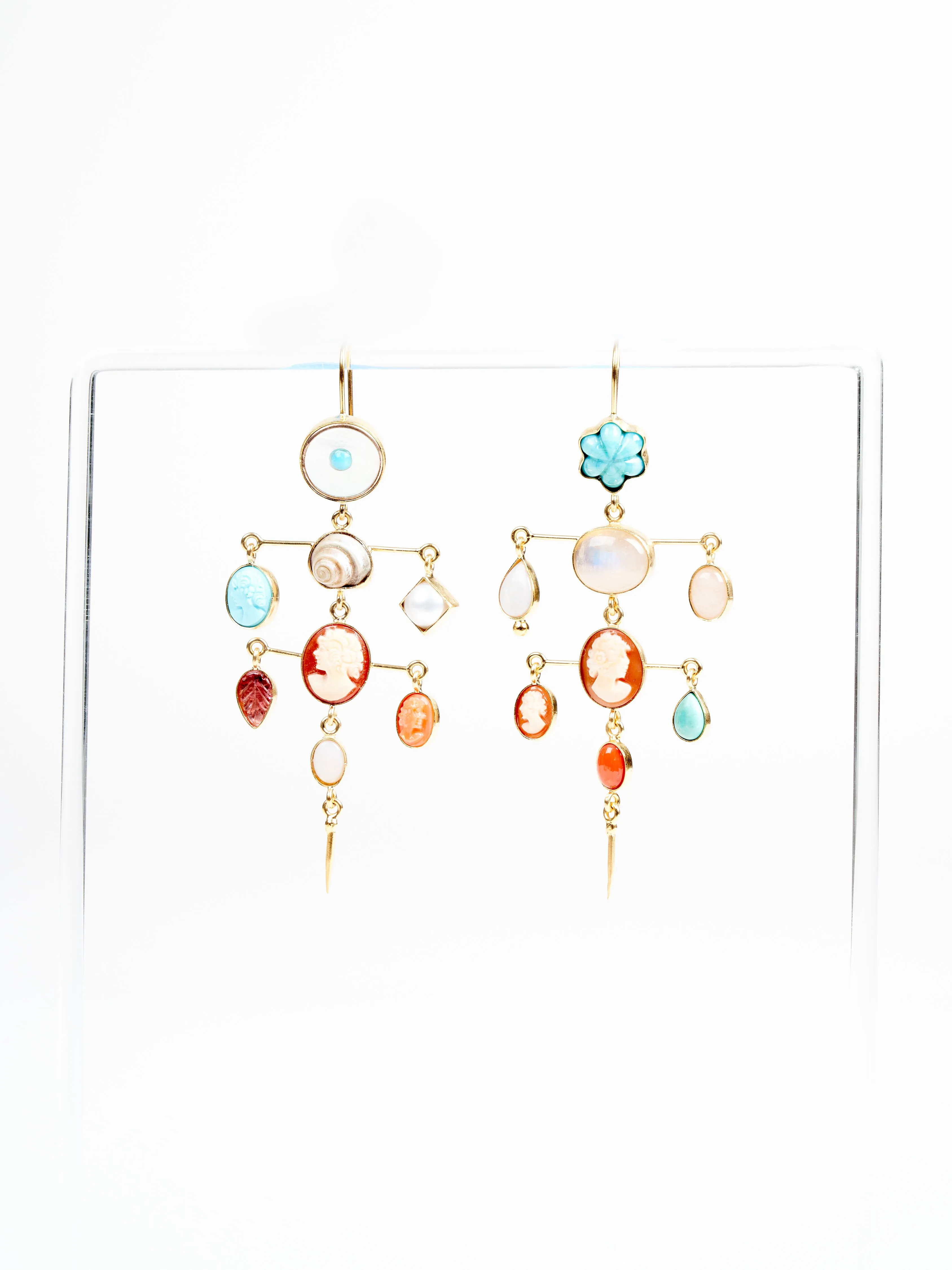 layered victorian drop earring - multi