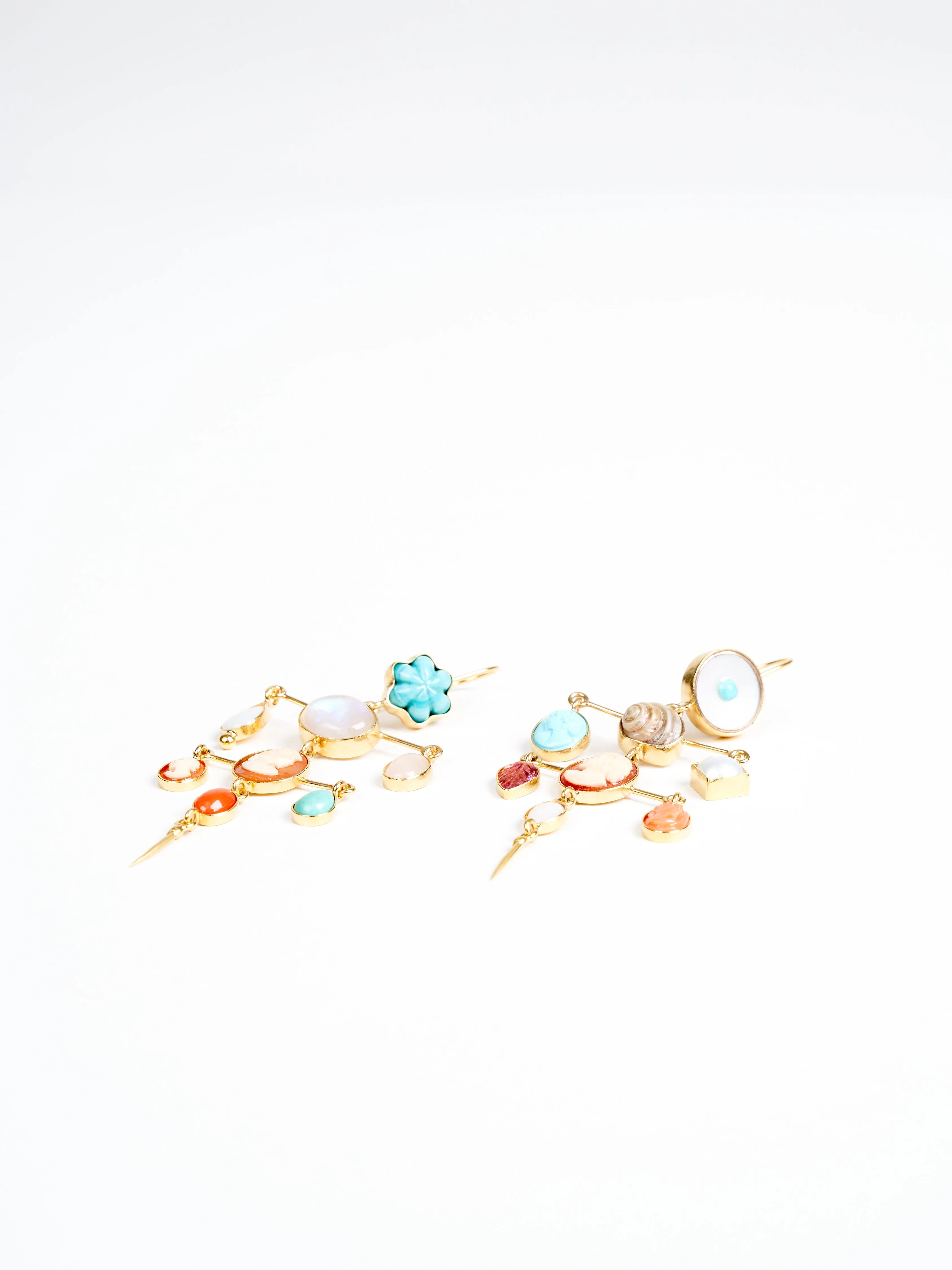 layered victorian drop earring - multi