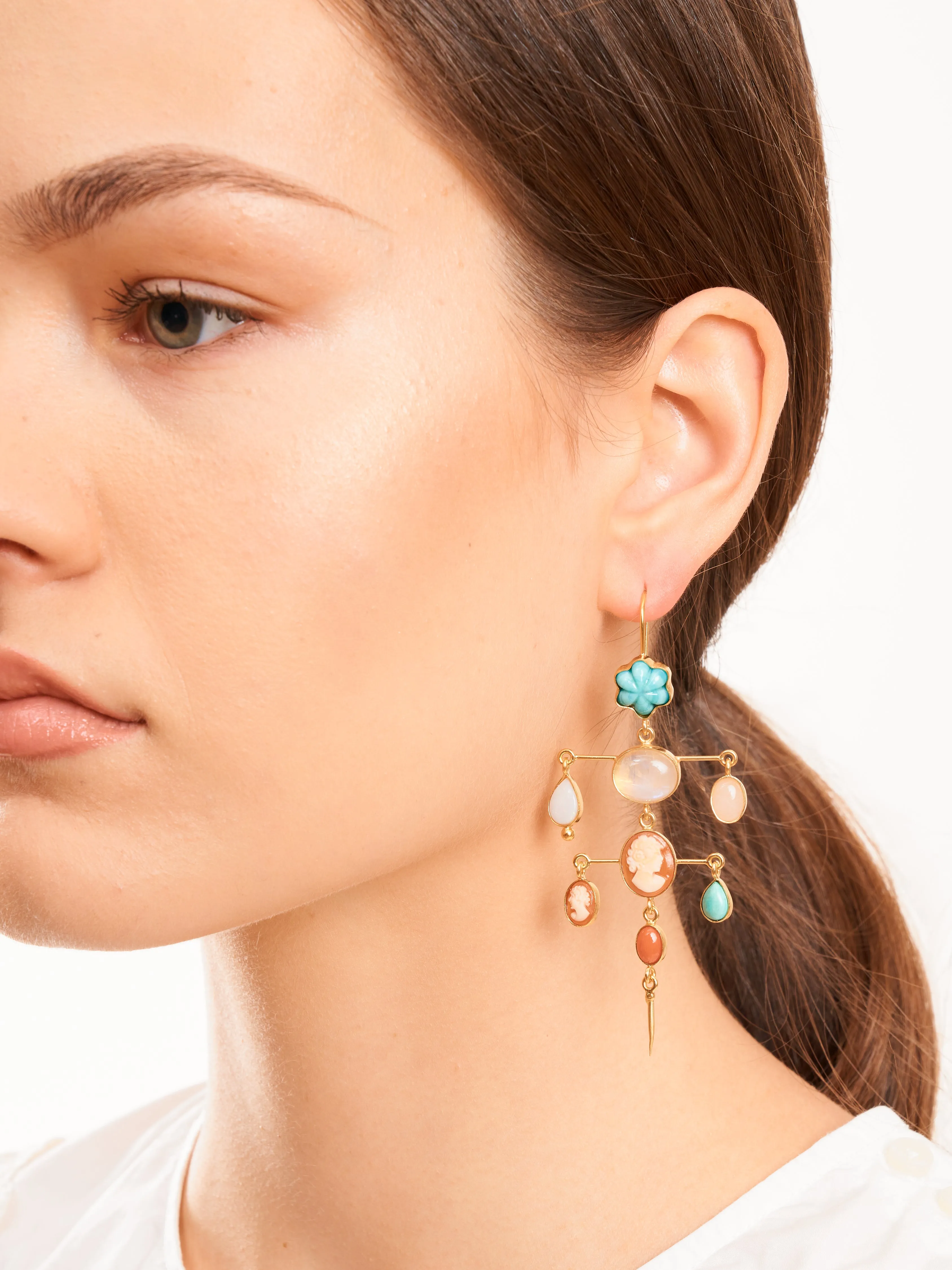 layered victorian drop earring - multi