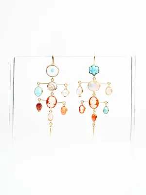 layered victorian drop earring - multi