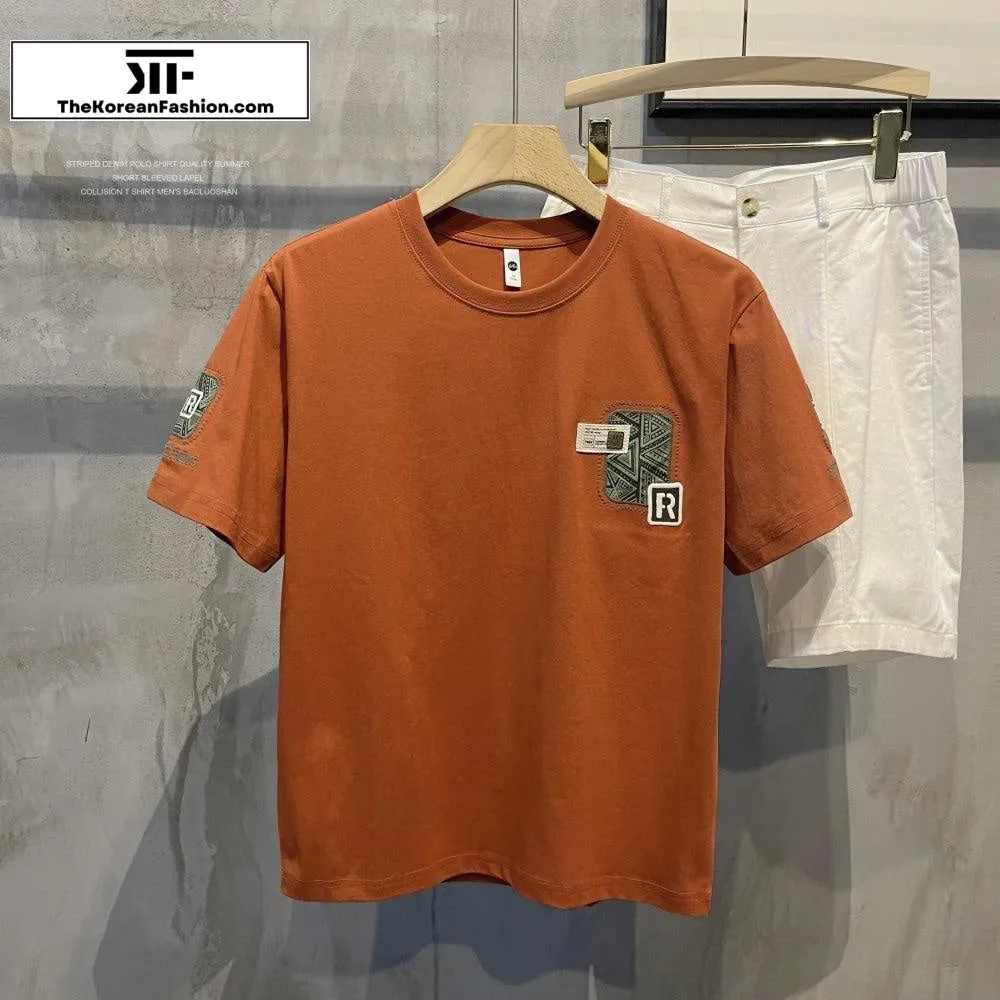 Letter 'R' Embroidered T-shirt