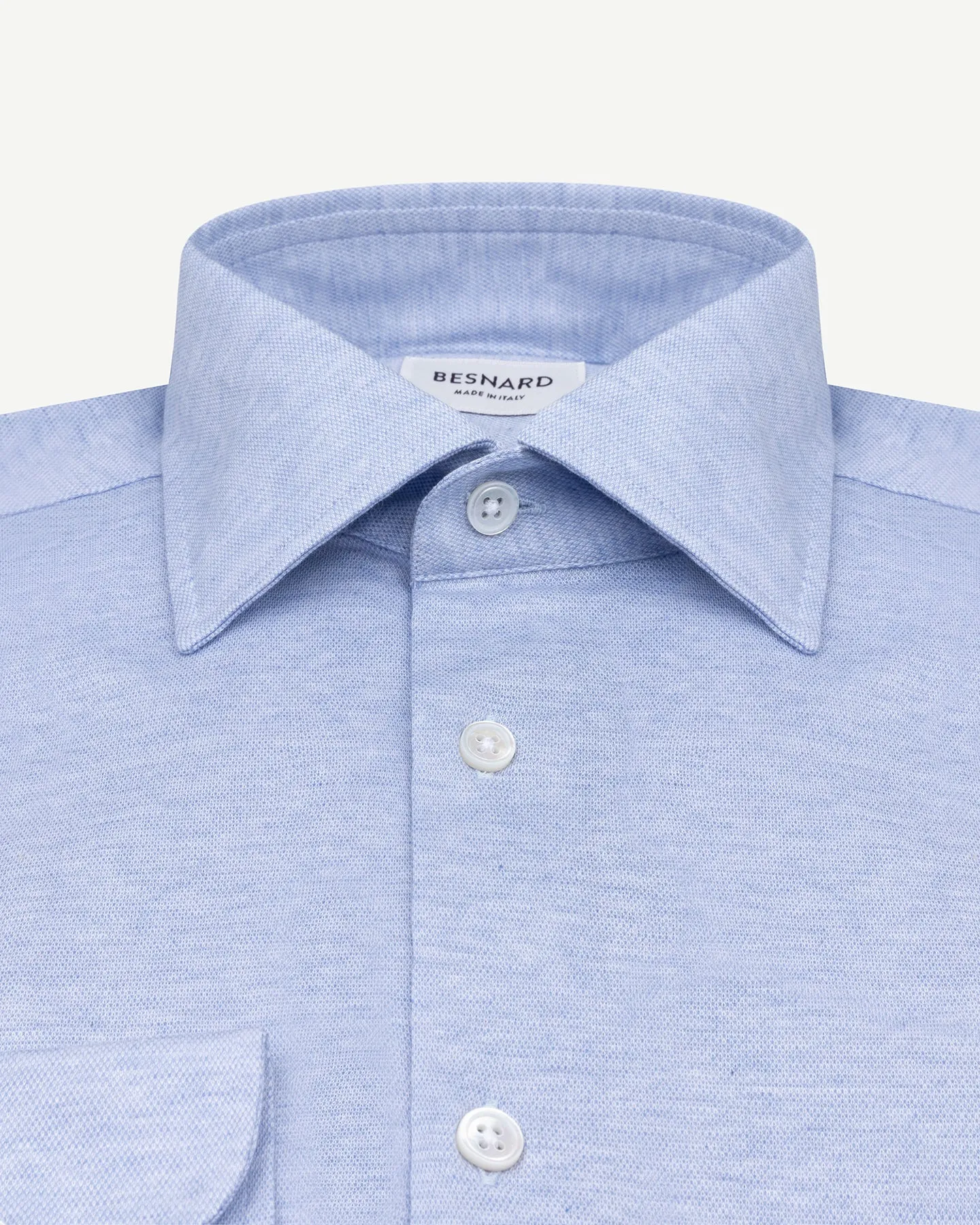 Light Blue Piqué Spread Collar Shirt
