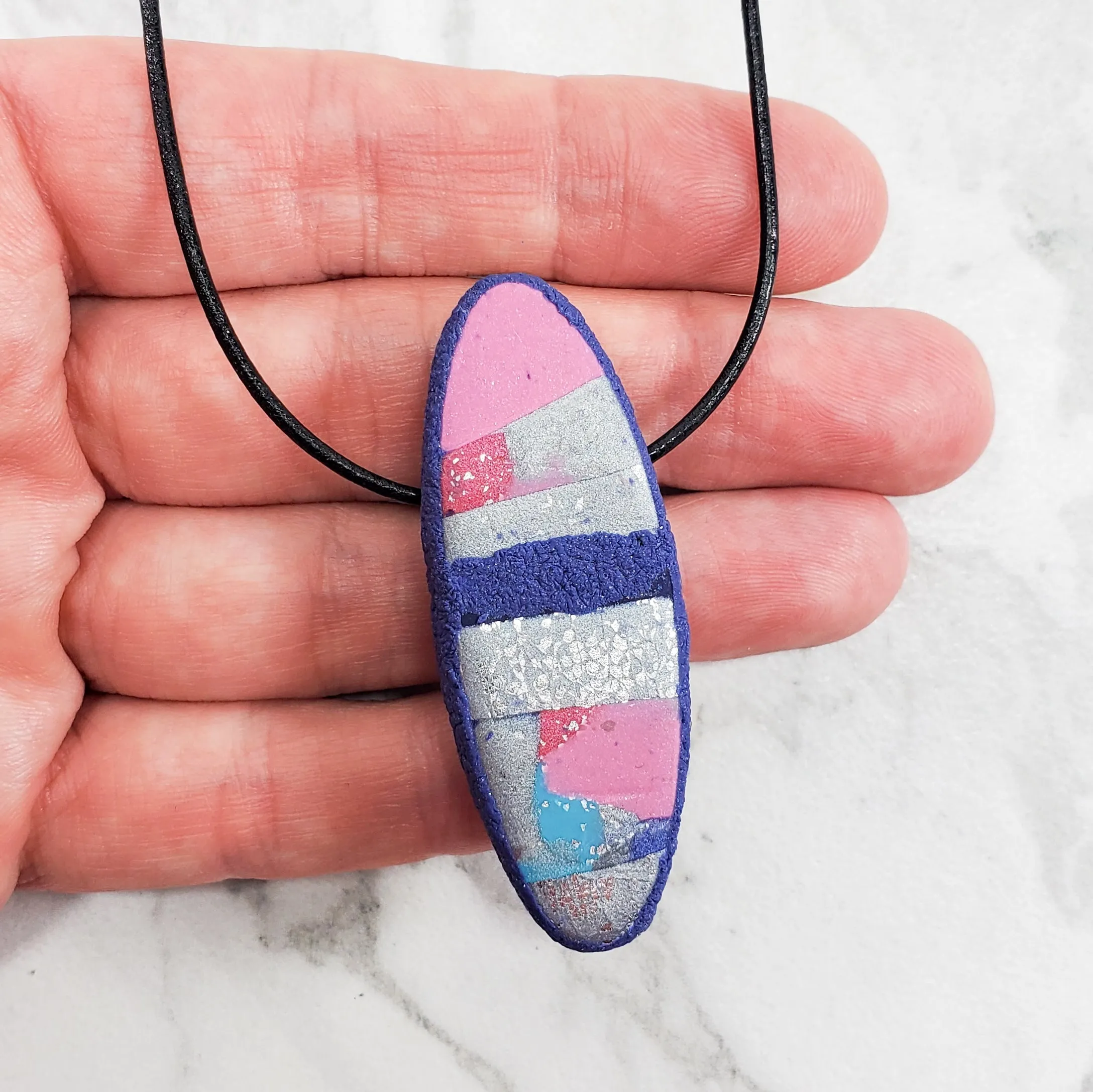 Long Oval Pendant - Very Peri