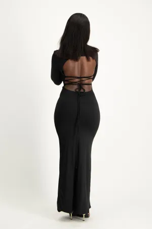 Long Sleeve Tie Back Lounge Maxi Dress