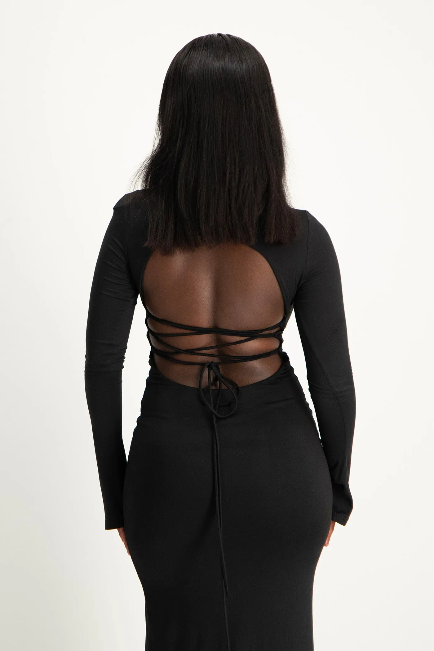 Long Sleeve Tie Back Lounge Maxi Dress