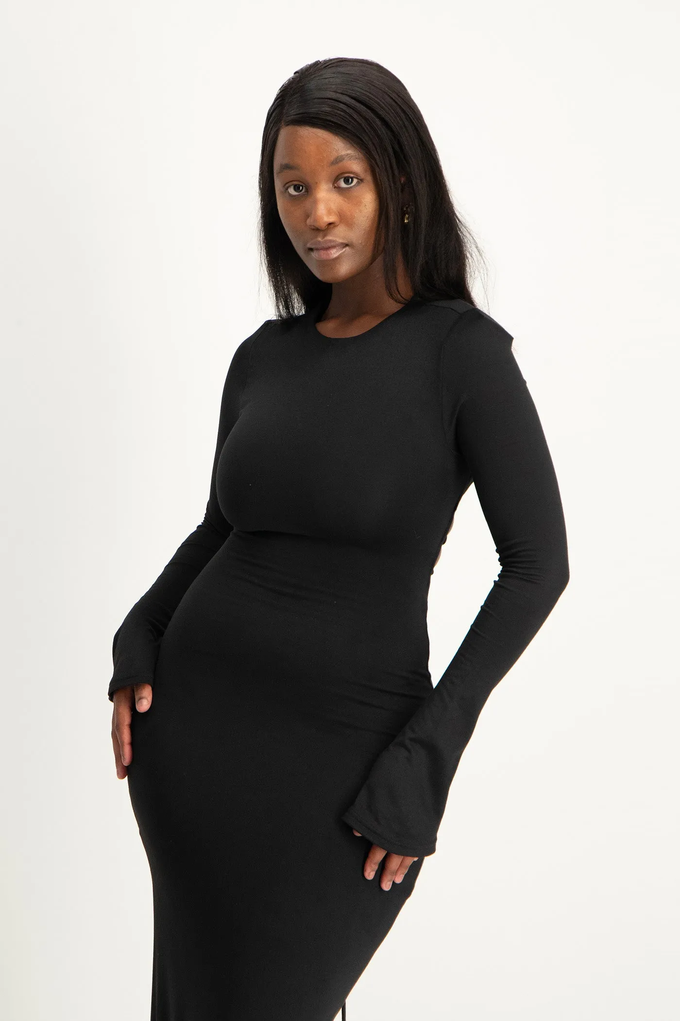 Long Sleeve Tie Back Lounge Maxi Dress
