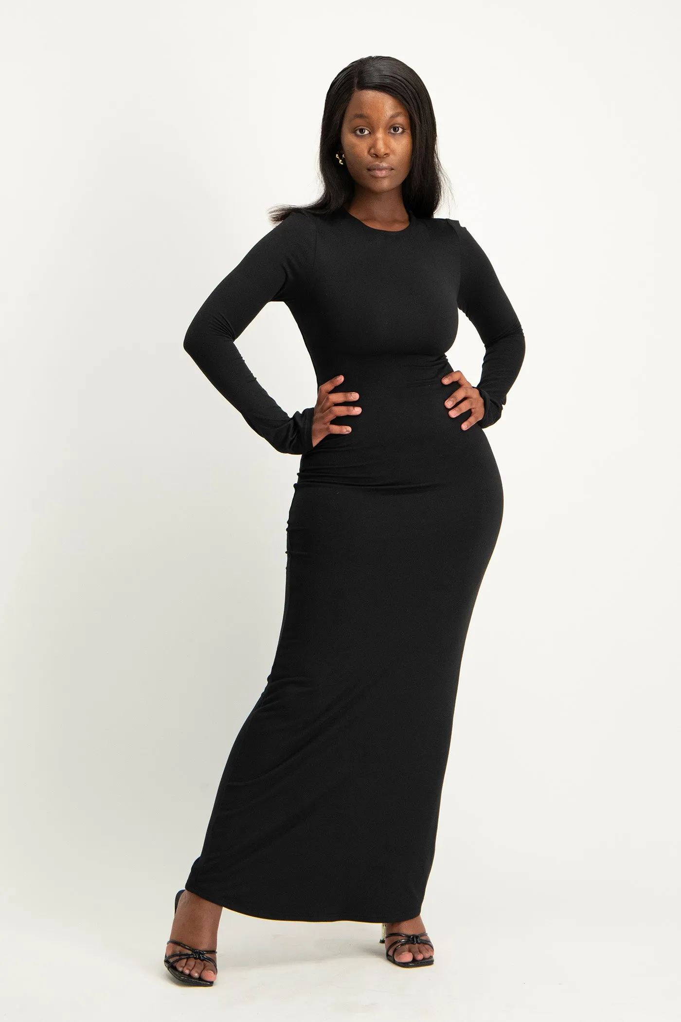 Long Sleeve Tie Back Lounge Maxi Dress