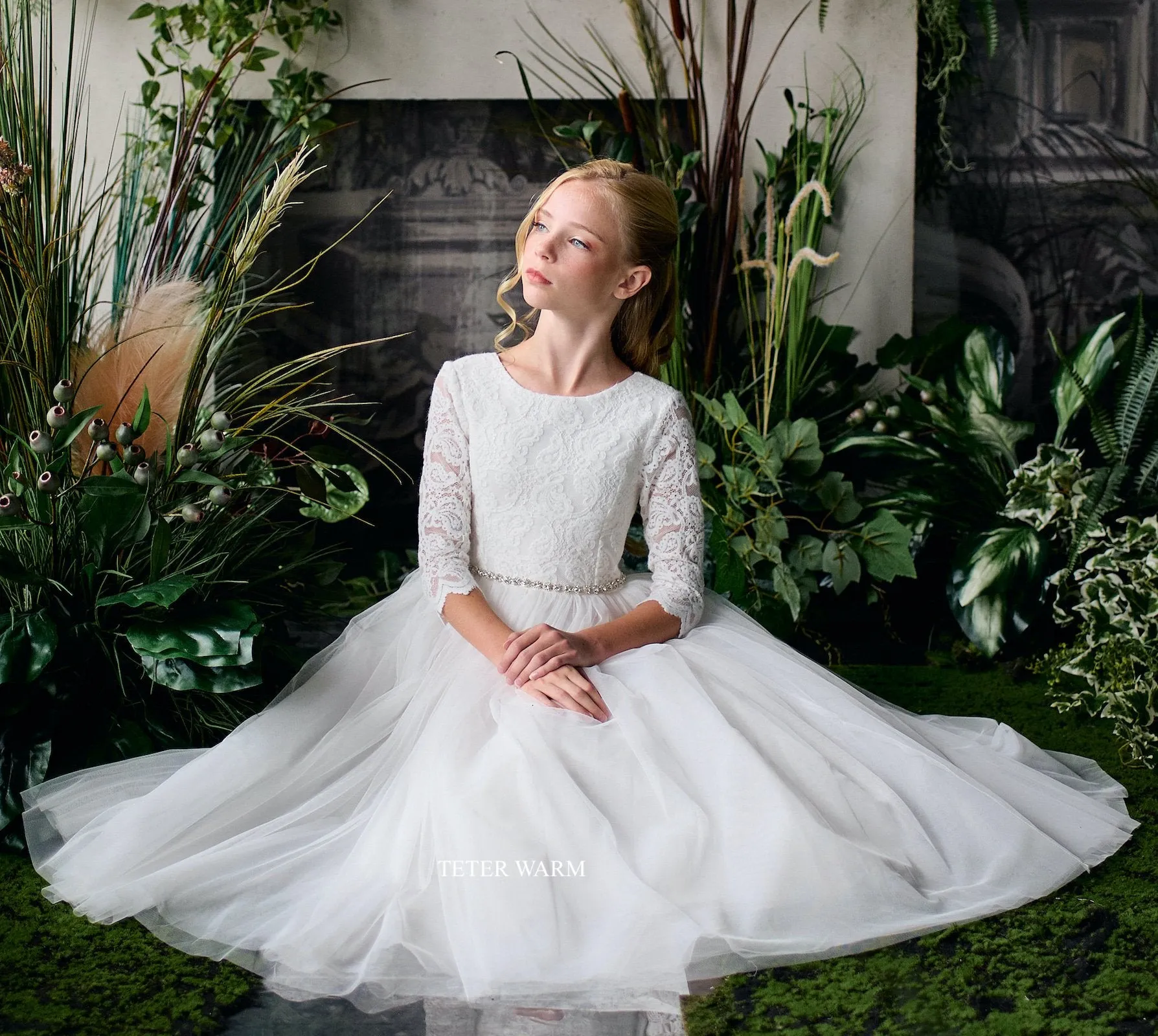 Long Sleeve Tulle Dress ES14