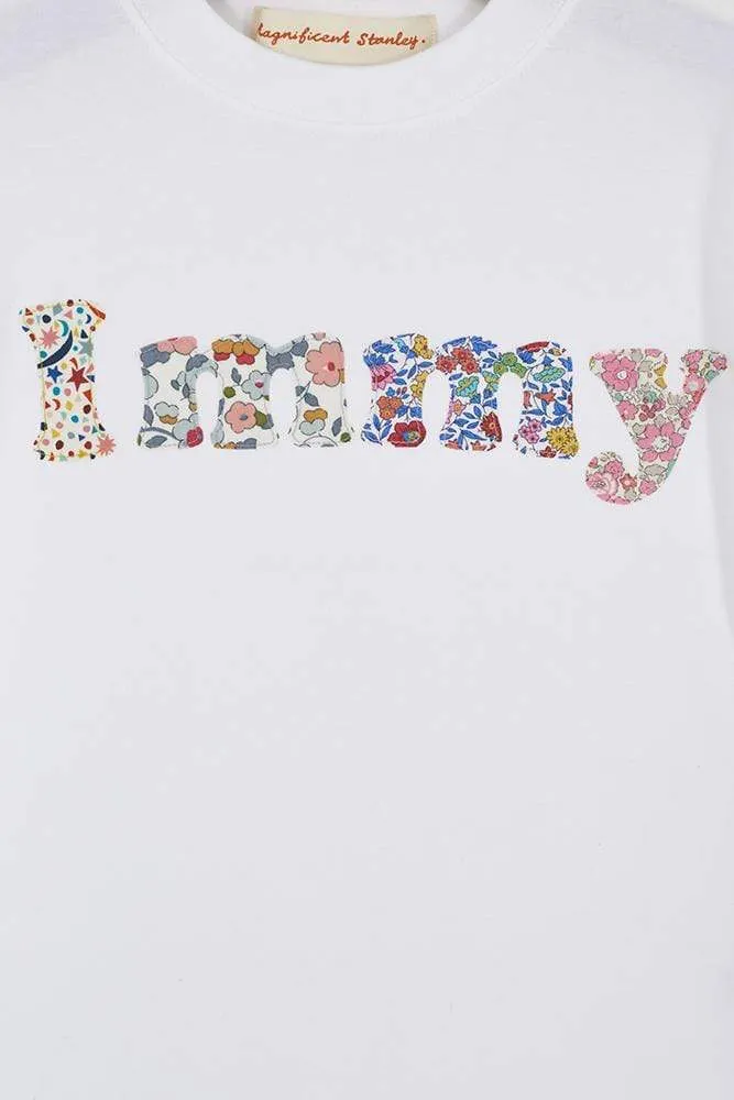Lowercase Name White T-Shirt in Mixed Liberty Prints