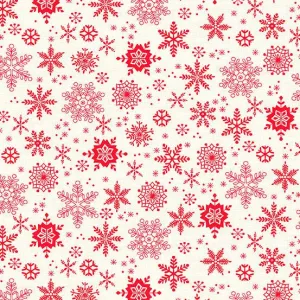 Makower Fabric | Scandi 23 |Snowflakes | Red