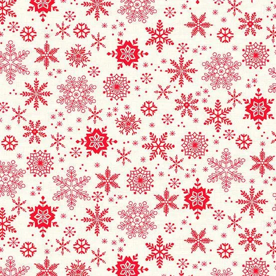 Makower Fabric | Scandi 23 |Snowflakes | Red