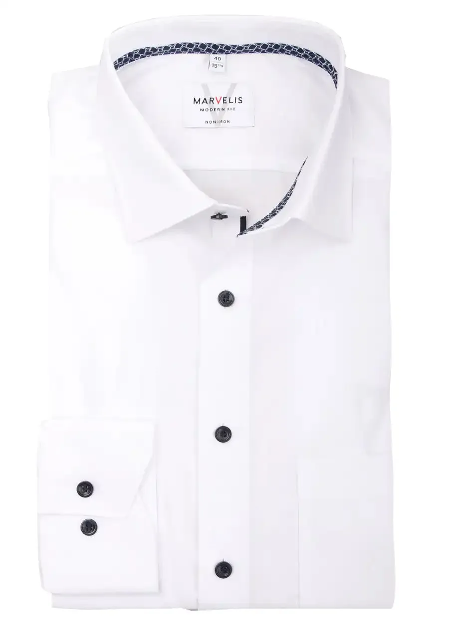 Marvelis Mens LS Dress Shirt Modern Fit 7200/54/00 White
