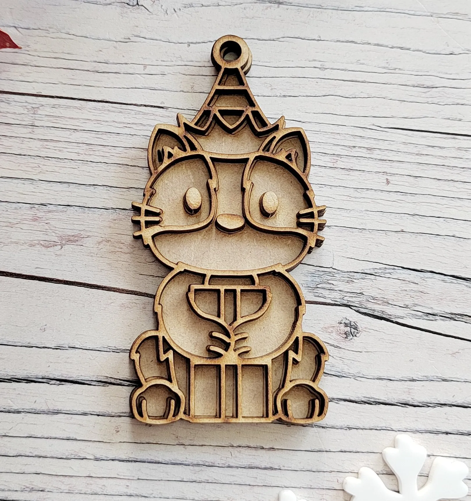 MDF Layered Christmas Cat Bauble